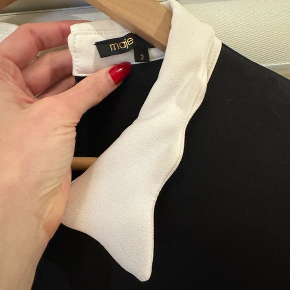 Classic Maje Bicolour Peter Pan Collar Dress - Size 4 - Timeless Elegance - Picture 3 of 3